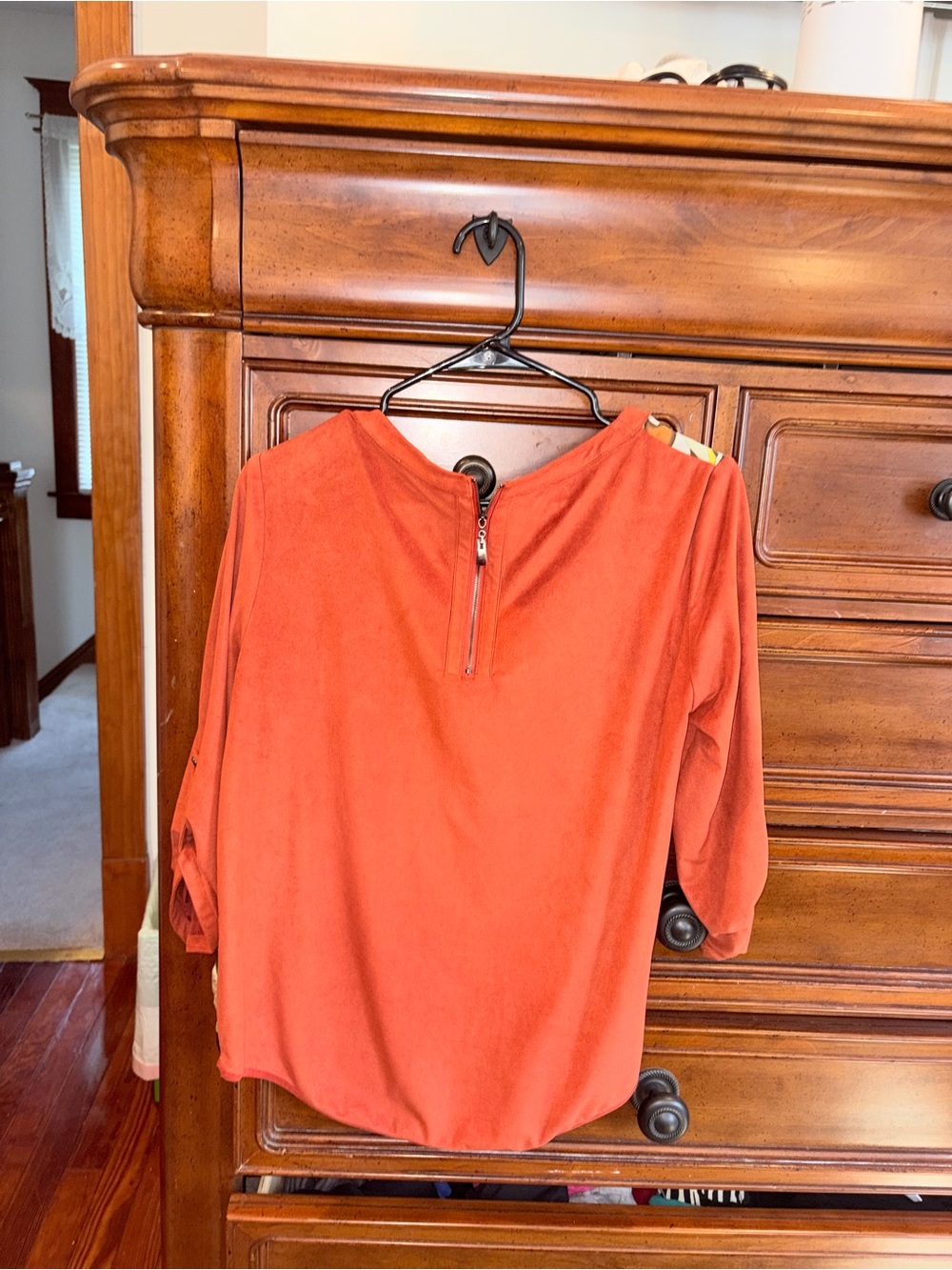 Alberto Makali Women’s Medium Abstract Print 3/4 Sleeve Blouse Orange M - Picture 2 of 6